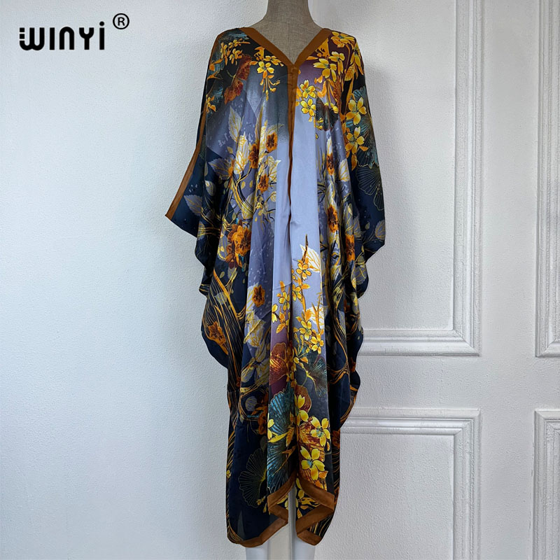 Boho Summer Beach Maxi Dress - WINYI 2023 V Yaka Afrika Modası