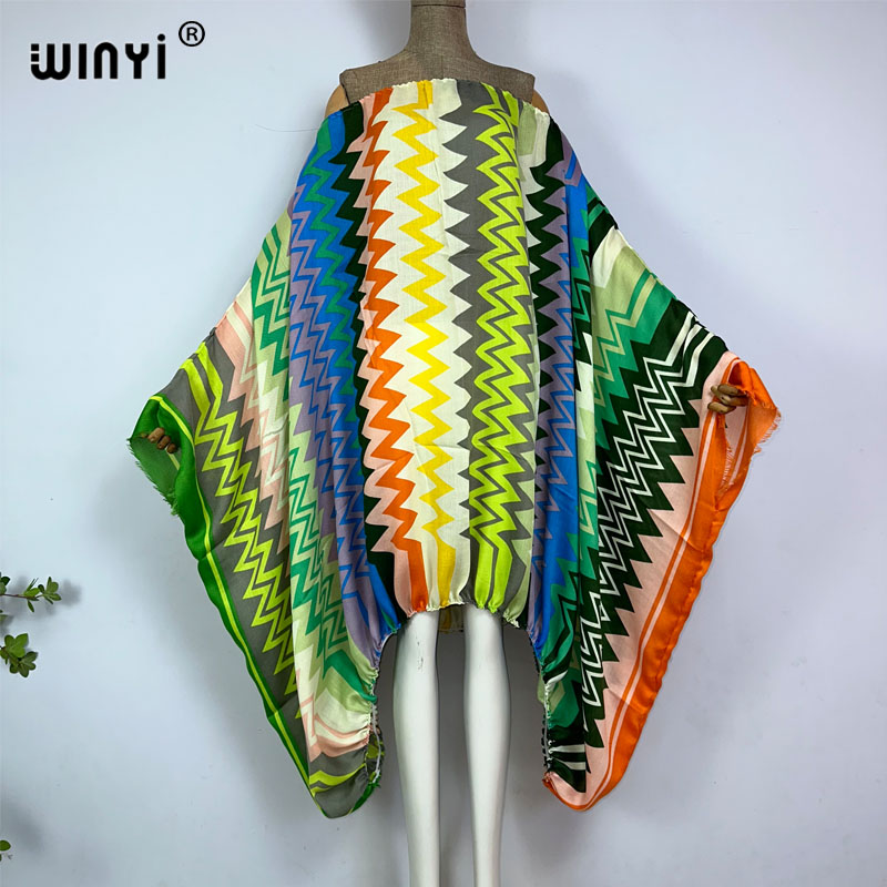 Boho Summer Beach Maxi Dress - WINYI Kadın Seksi Tek Yaka Uzun