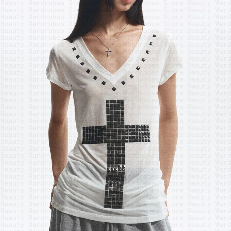 Y2K Graphic Baby Tee Crop - Rock Goth Benzersiz Üst Y2k Kırpma