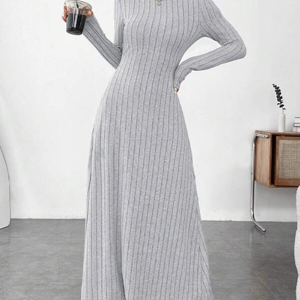 Şık Sonbahar Yüksek Yaka Uzun  - Bodycon Long Sleeve Ribbed Dress incelemesi ve fiyatı