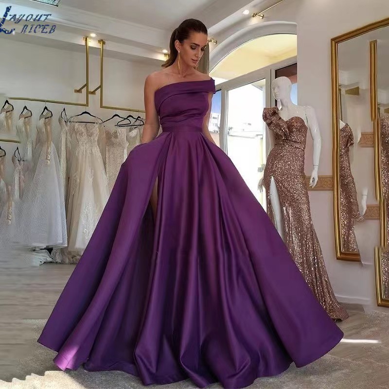 Zarif Düşük Omuzlu Saten Abiye - Elegant Satin Evening Gown Split incelemesi ve fiyatı