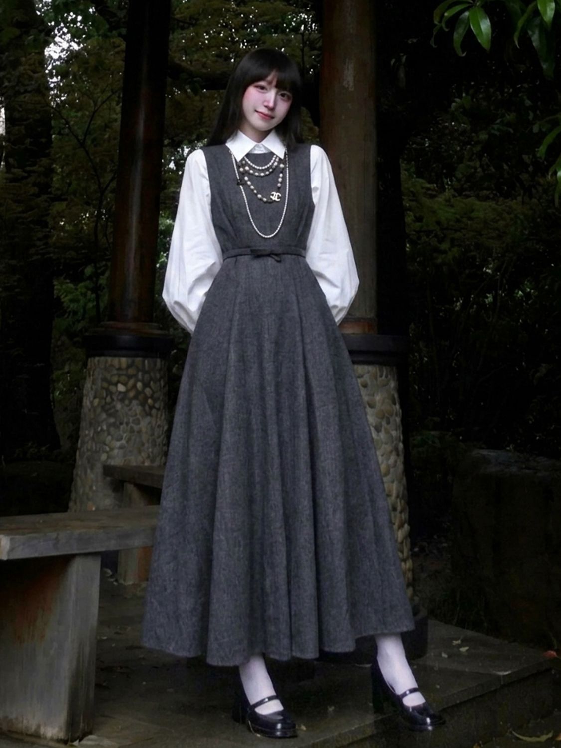 Kore Hepburn Stili 2 Parçalı E - Korean Style A Line Shirt Dress incelemesi ve fiyatı