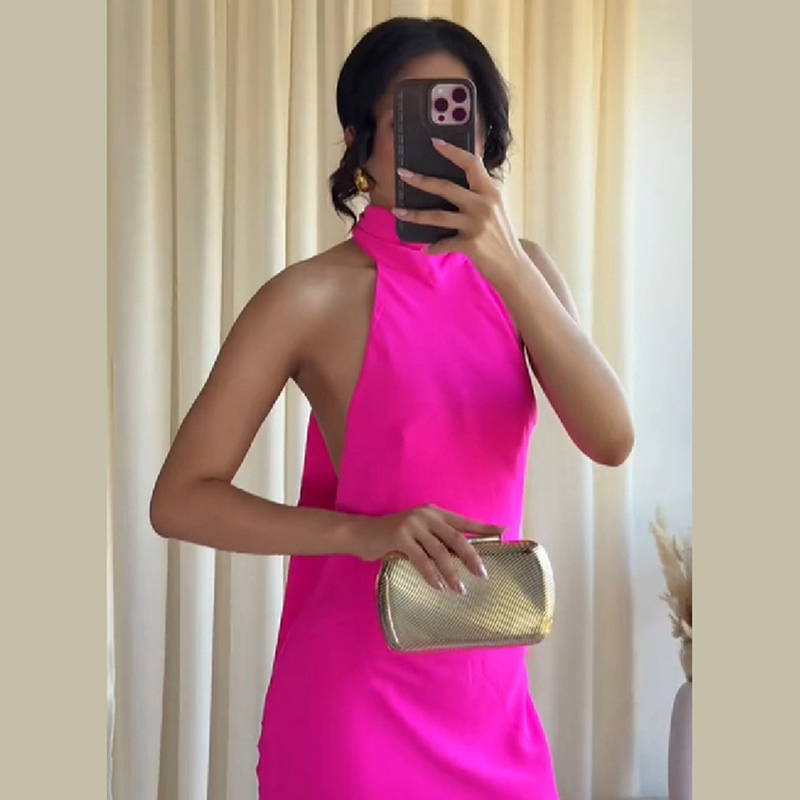 Kadınlar İçin Halter Saten Uzu - Elegant Satin Evening Gown Split incelemesi ve fiyatı