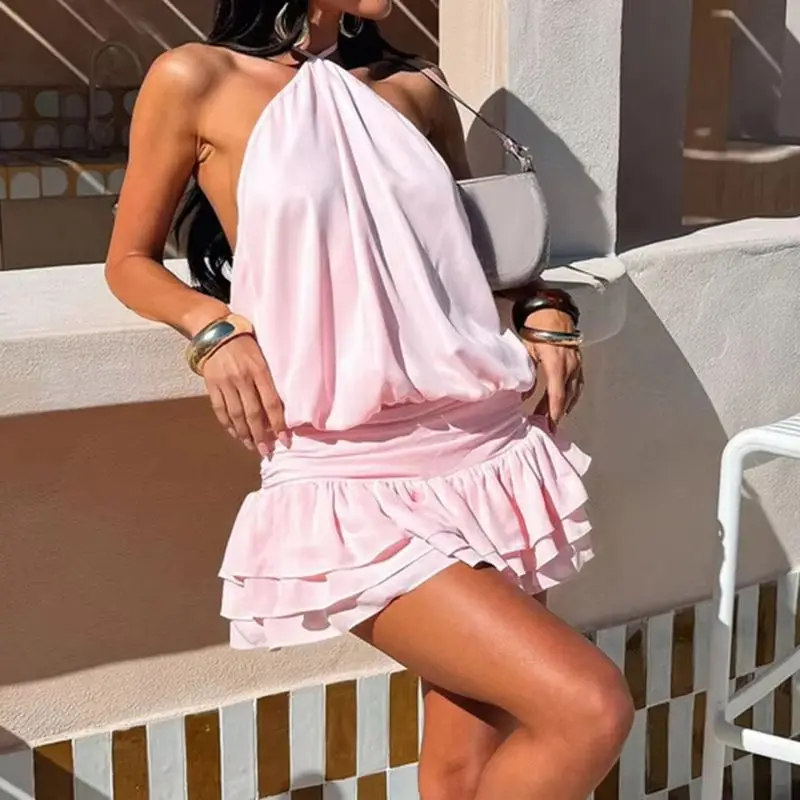 Bandajlı, Sade, Zarif, Askılı, - Y2K Backless Halter Mini Dress incelemesi ve fiyatı
