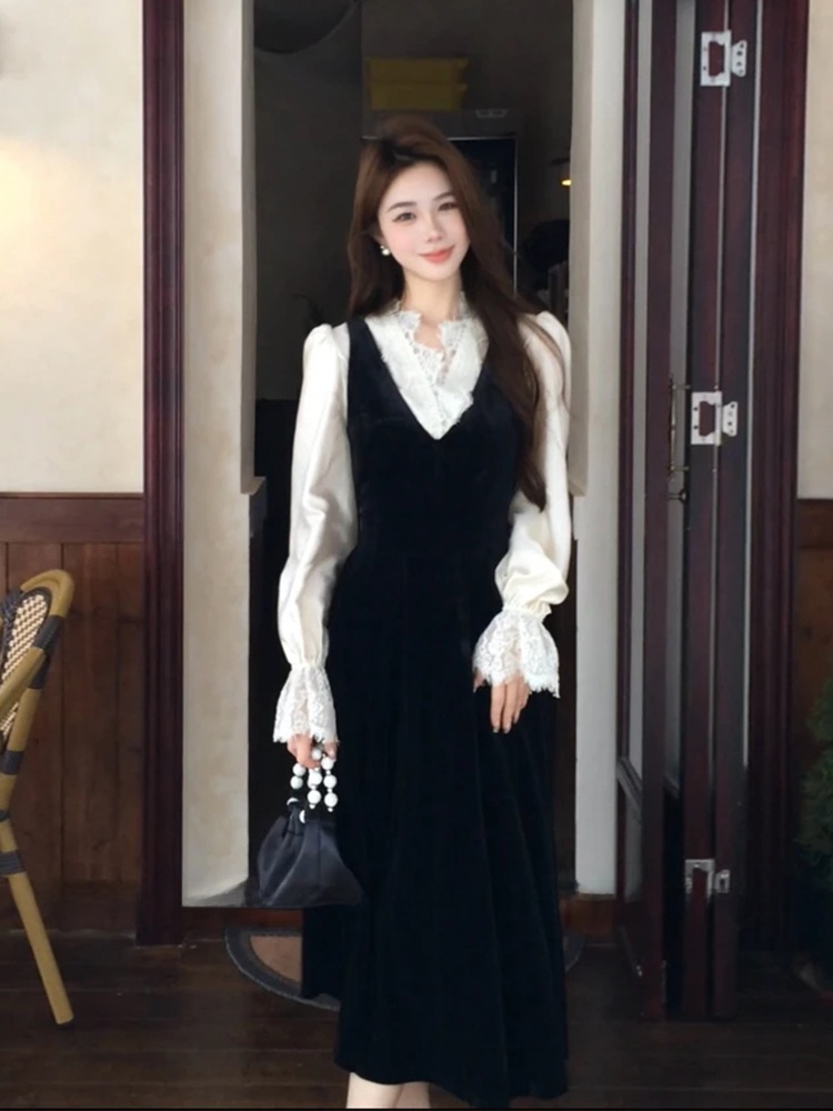 XZY Şık Dantel Patchwork Ipek  - Korean Style A Line Shirt Dress incelemesi ve fiyatı