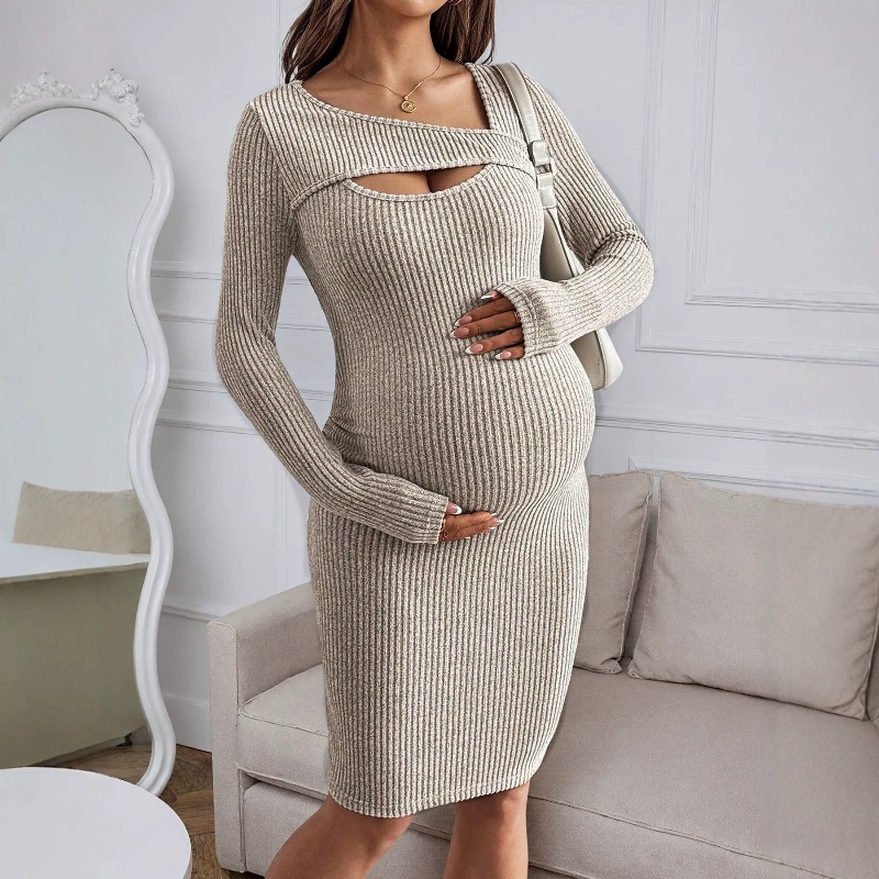 Hamile Kadınlar İçin Uzun Koll - Bodycon Long Sleeve Ribbed Dress incelemesi ve fiyatı