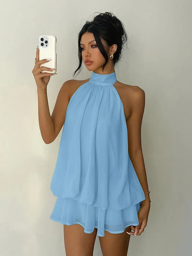 Kadın Halter Yaka Elbise Sırtı - Y2K Backless Halter Mini Dress incelemesi ve fiyatı