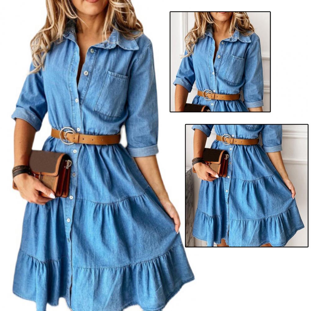 Kot Elbise Üç Çeyrek Kol Kemer - French Vintage Floral Midi Dress incelemesi ve fiyatı