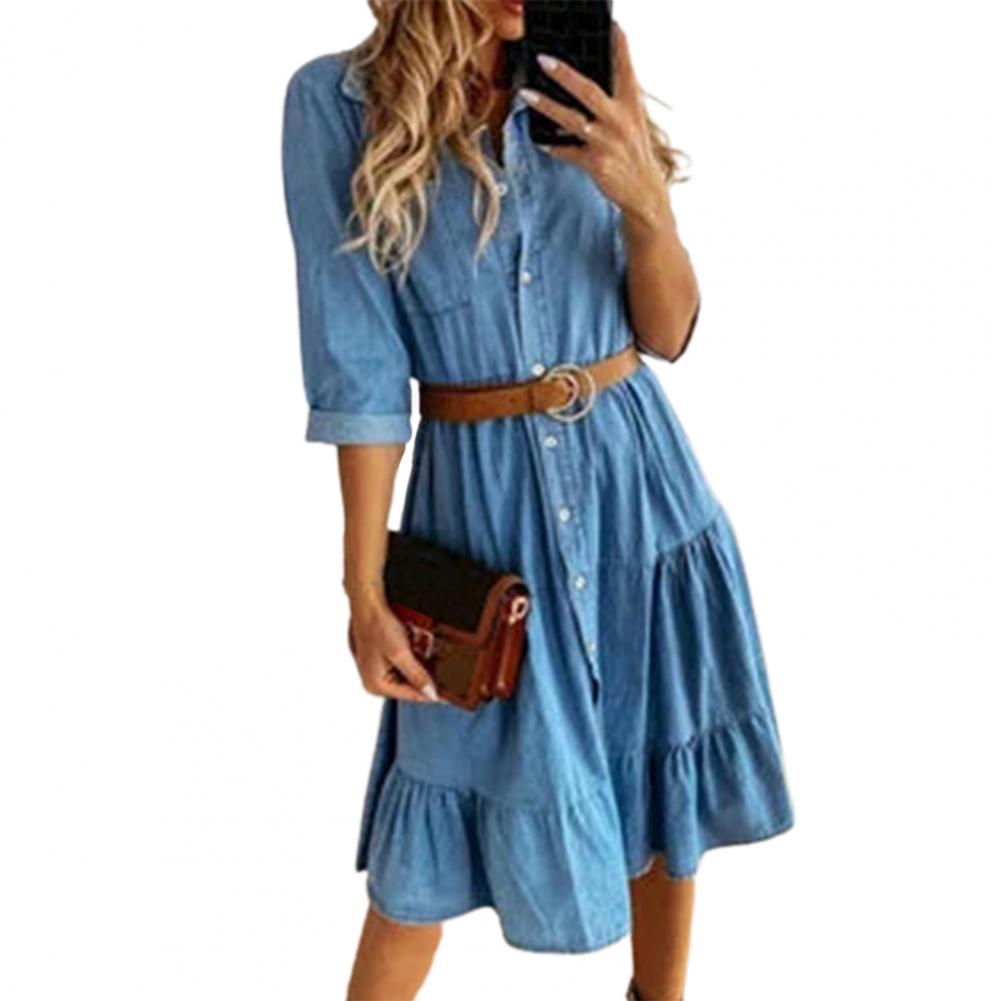 Kot Elbise Üç Çeyrek Kol Kemer - French Vintage Floral Midi Dress incelemesi ve fiyatı