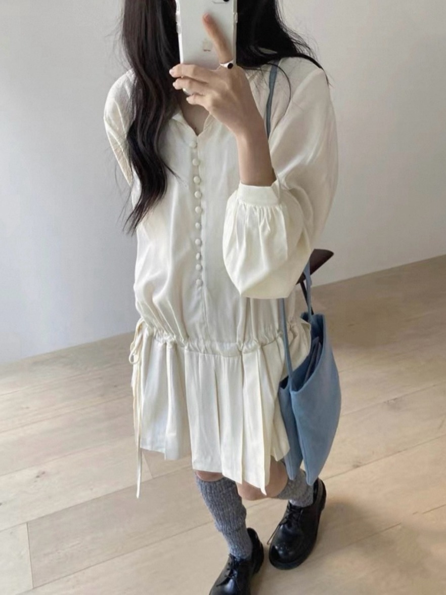 Zayıflama Uzun Kollu Gömlek El - Korean Style A Line Shirt Dress incelemesi ve fiyatı