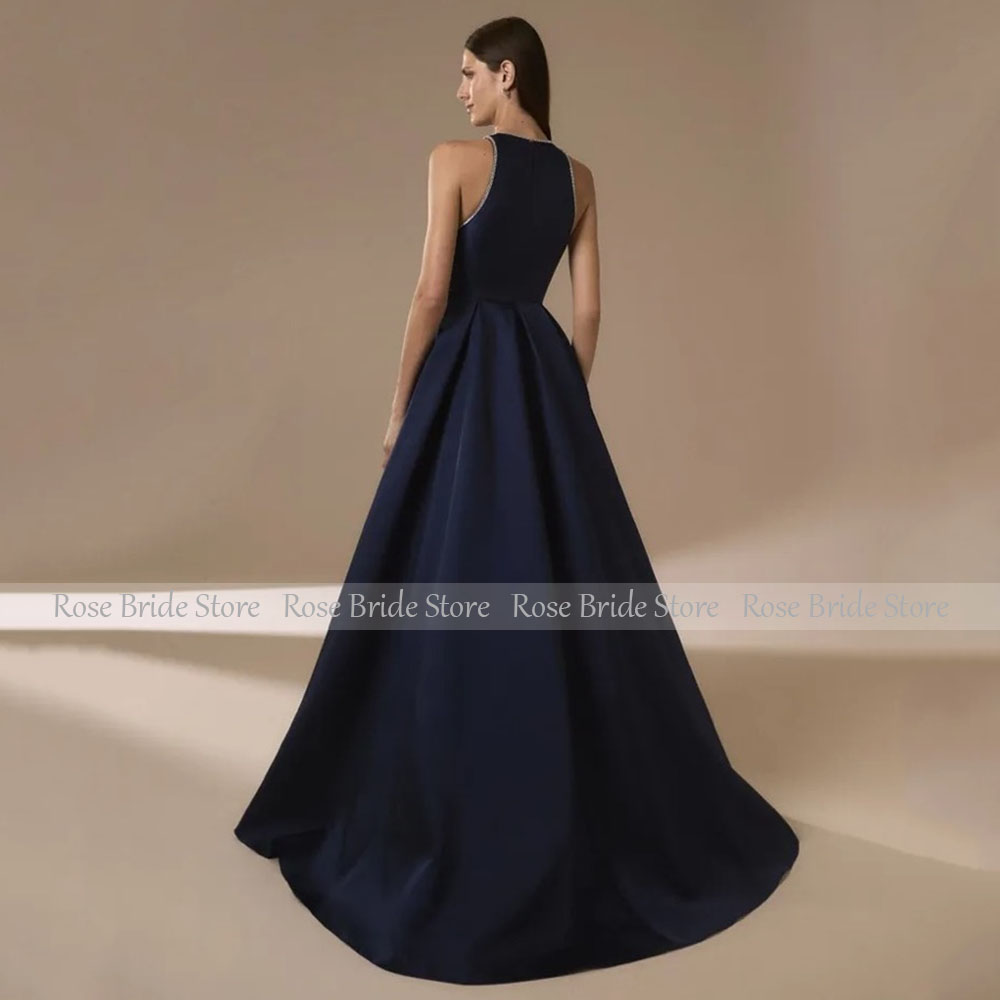 Kadınlar için Lacivert Saten A - Elegant Satin Evening Gown Split incelemesi ve fiyatı